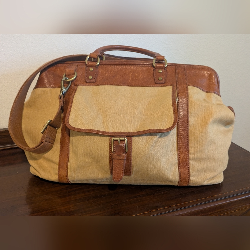 Tan and Brown Men's Bag